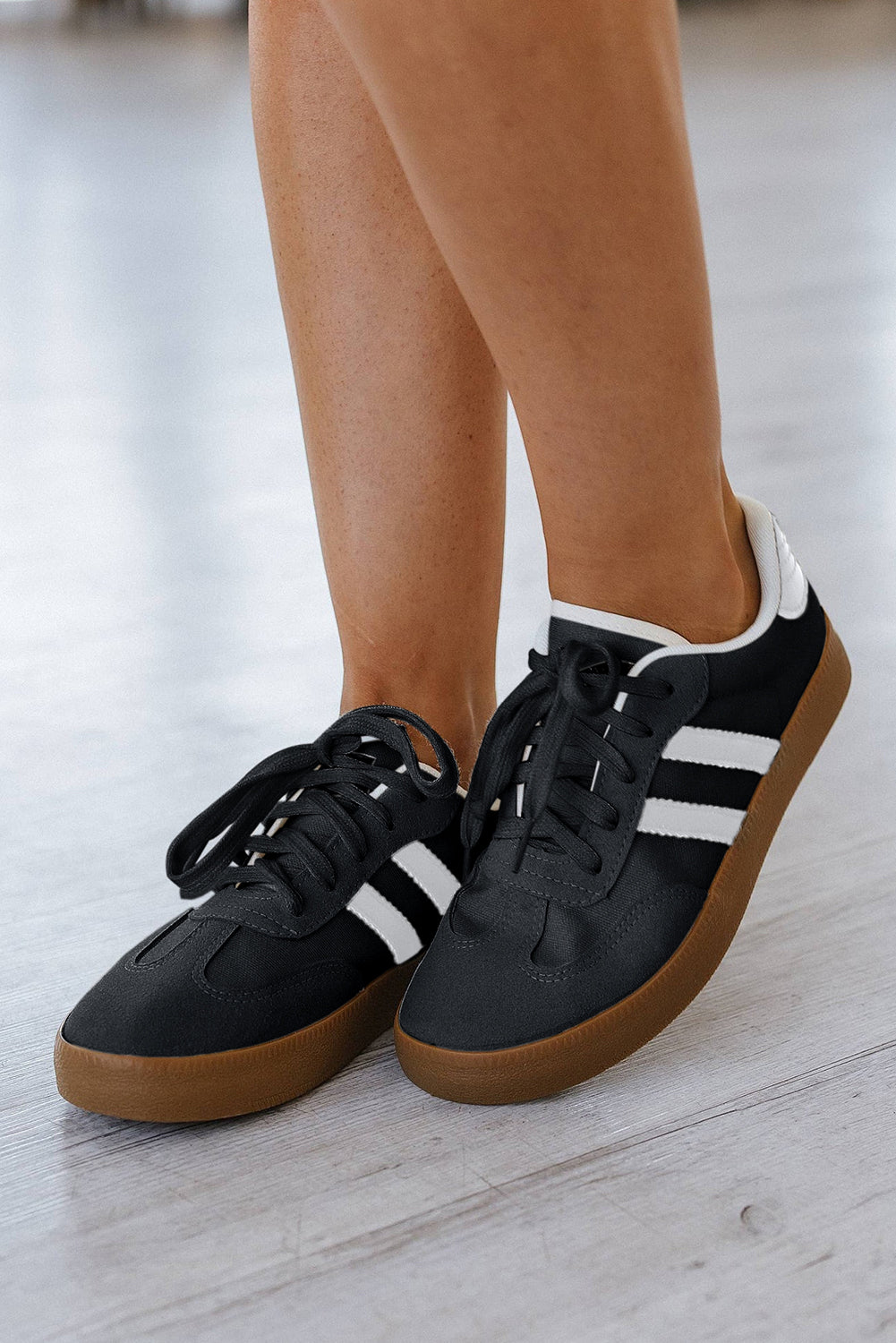 Beau Blue Striped Lace-up Flat Sneakers