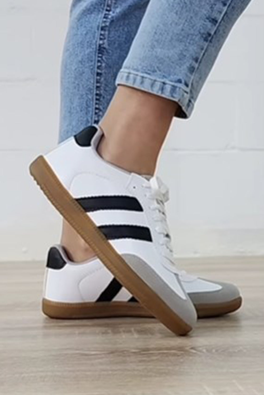 Beau Blue Striped Lace-up Flat Sneakers