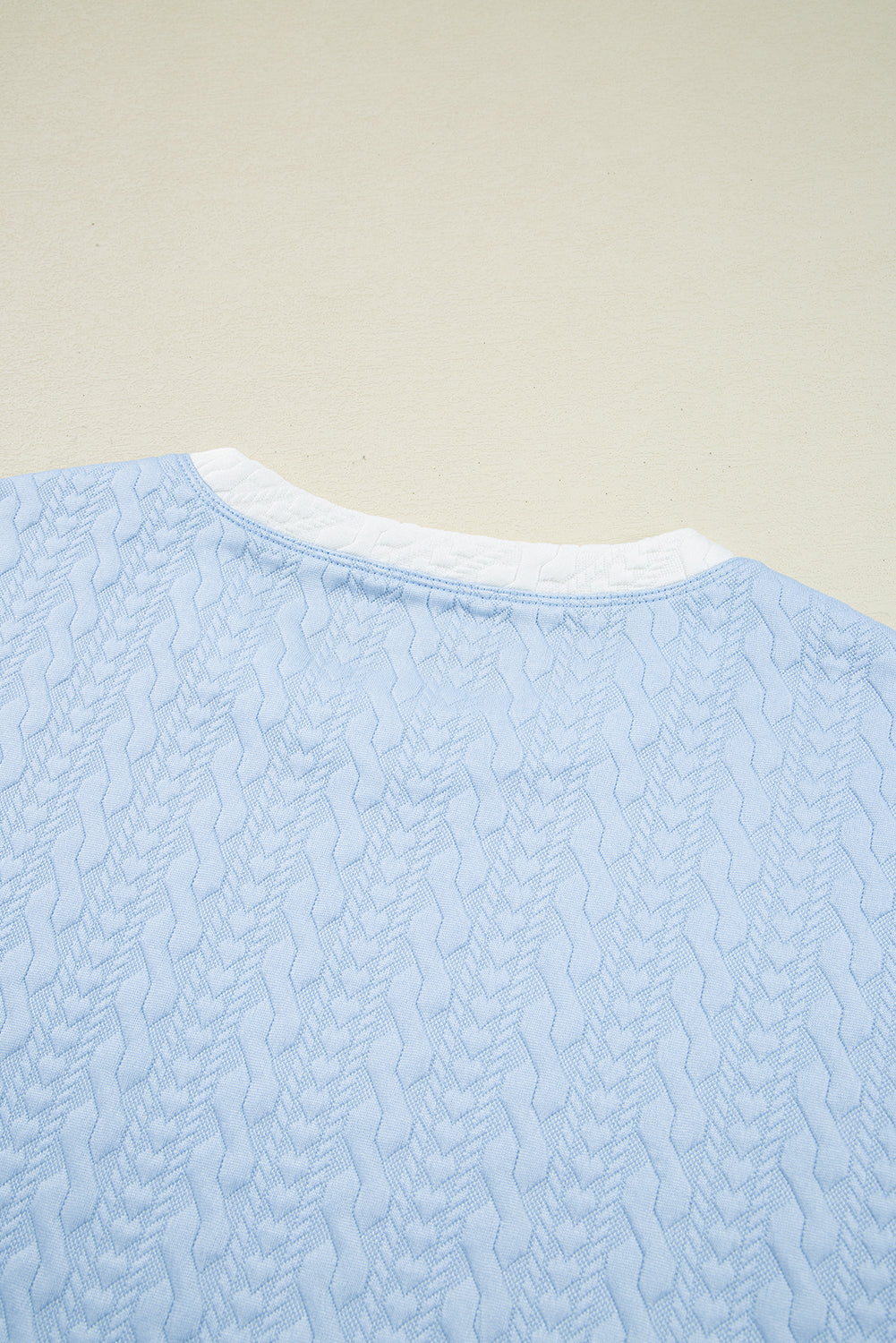 Beau Blue Contrast Trim Textured Crewneck Tee and Pocketed Skirt Set