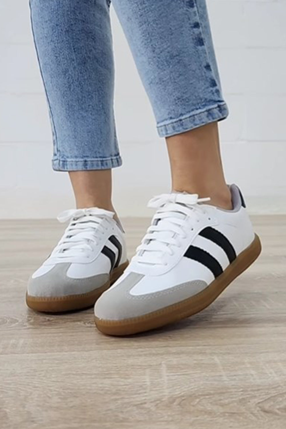 Beau Blue Striped Lace-up Flat Sneakers