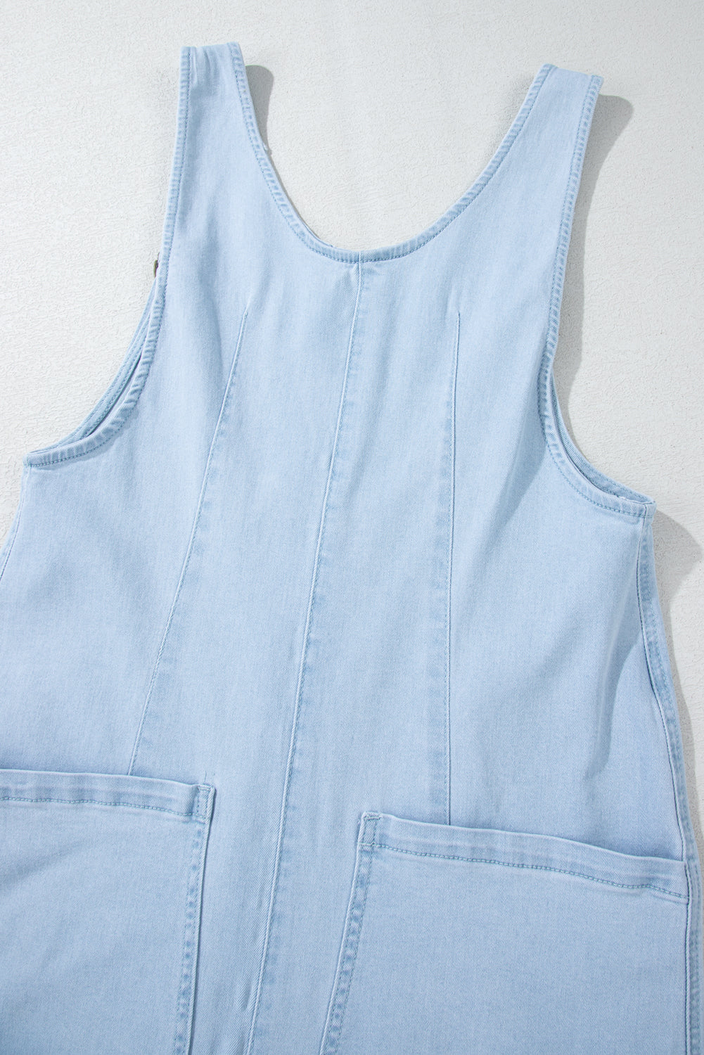 Beau Blue Adjustable Strap V Neck Pocketed Denim Overalls
