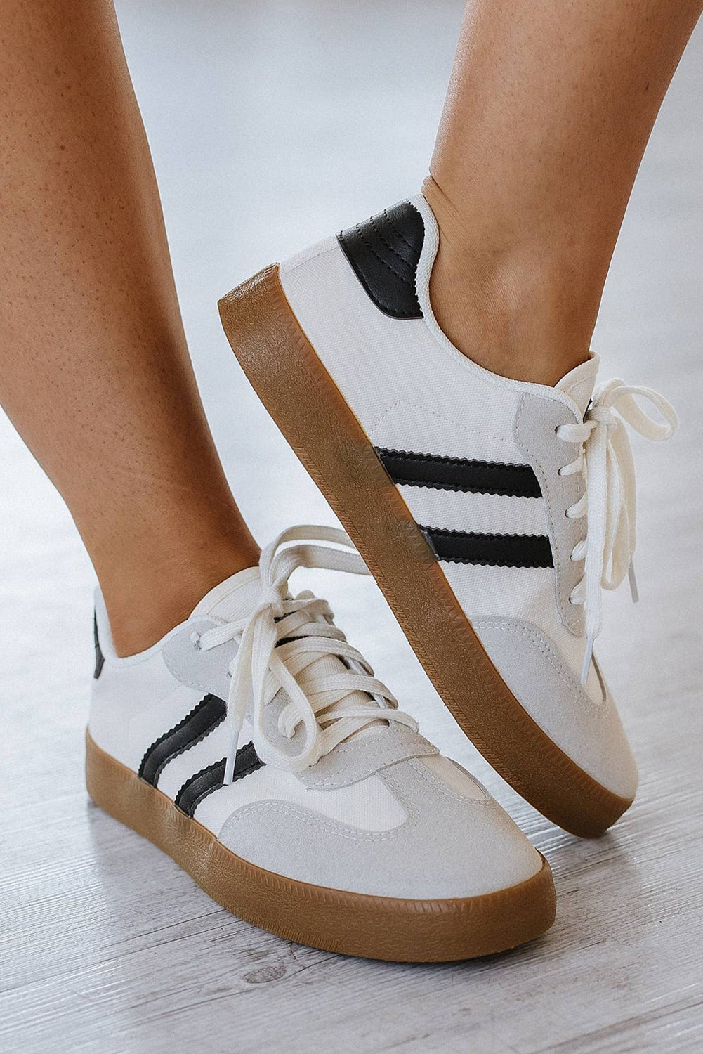 Beau Blue Striped Lace-up Flat Sneakers