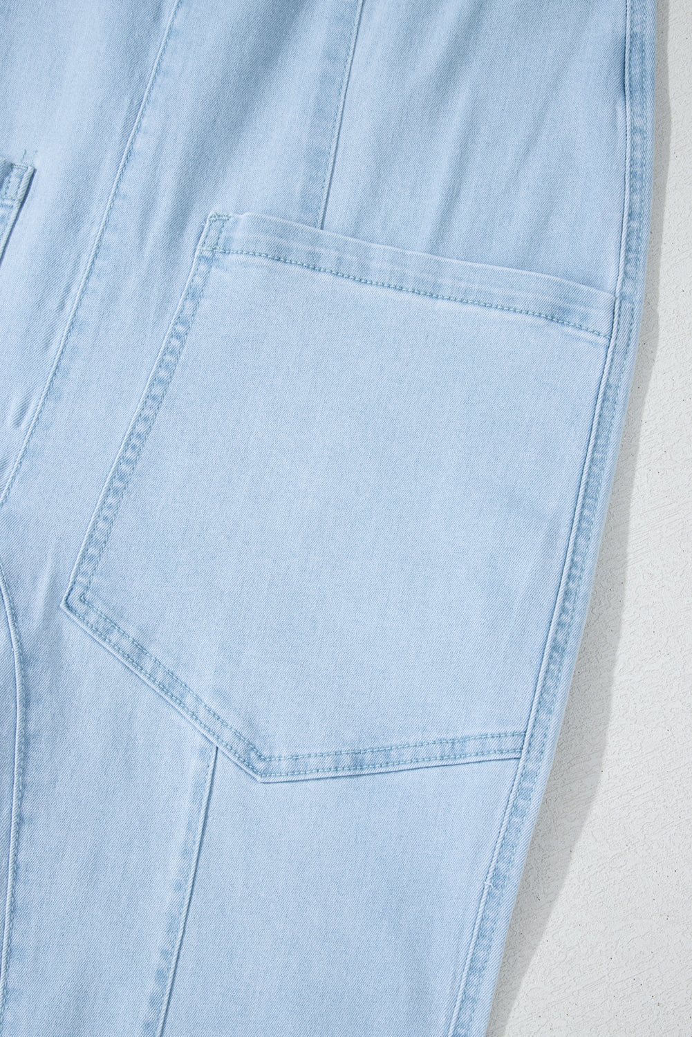 Beau Blue Adjustable Strap V Neck Pocketed Denim Overalls